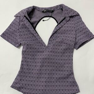Zara BWOT Purple Patterned Women's bodysuit